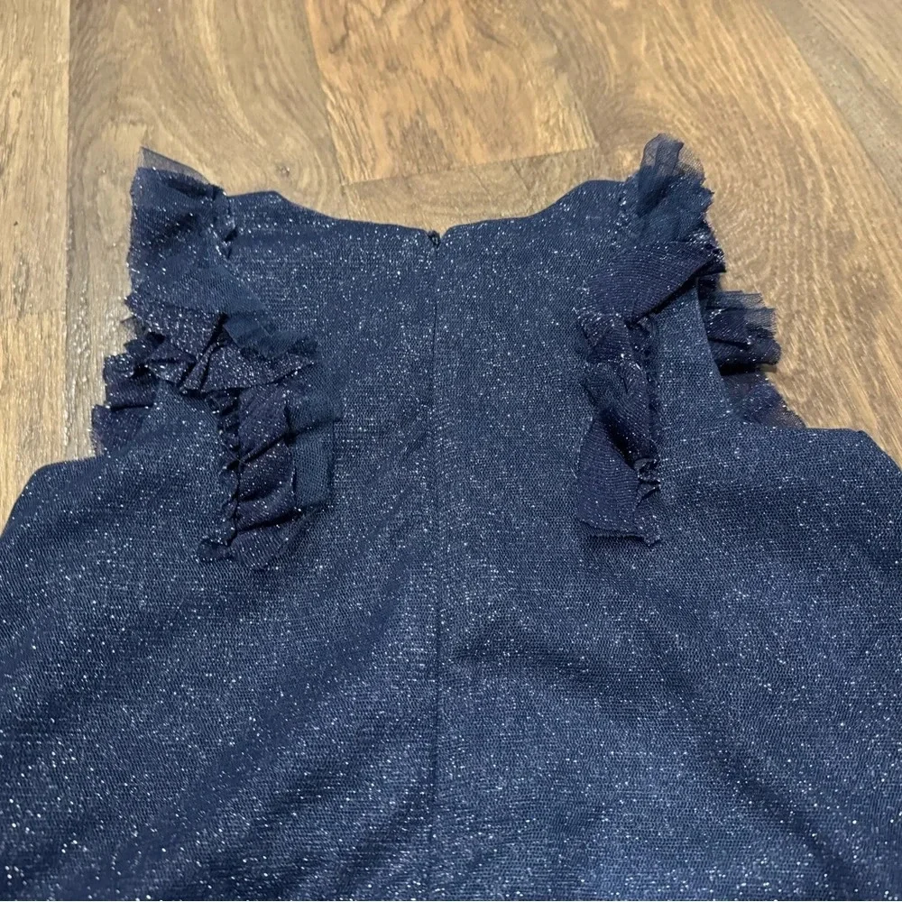 Tahari Girl's Dressy Holiday Glitter Dress Size 6 Midnight Blue Sparkle